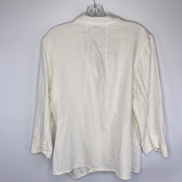Russ Berens White Linen Button Blazer Medium - Picture 2 of 9